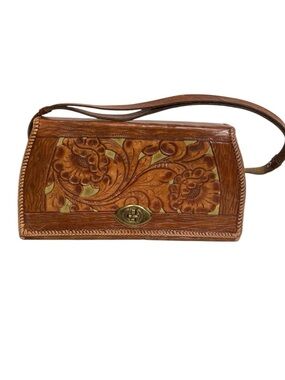 Vintage Leather Tooled Hand-painted Boho Western Handbag Clutch